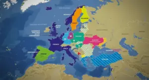 Mappa politica dell'Europa con evidenziati i Paesi nordici e l'area della Russia